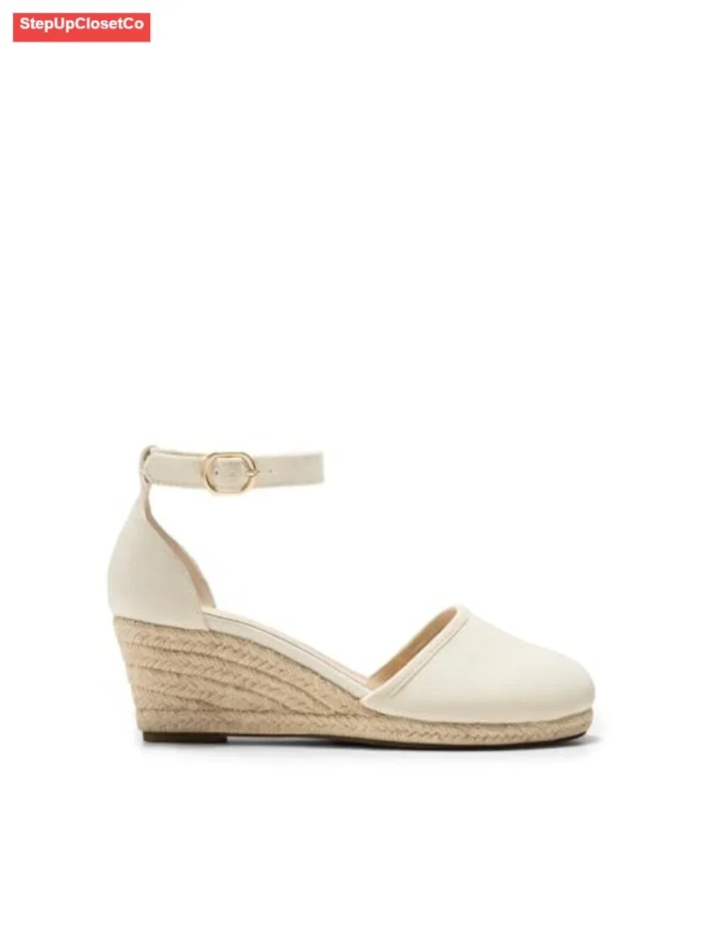 Closed Toe Ankle Strap Espadrilles Platform Wedge Sandals - Faux Suede